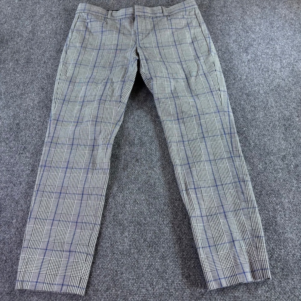 Banana Republic Sloan Pants Womens 4 Grey Blue Glen Plaid Slim Fit Workwear